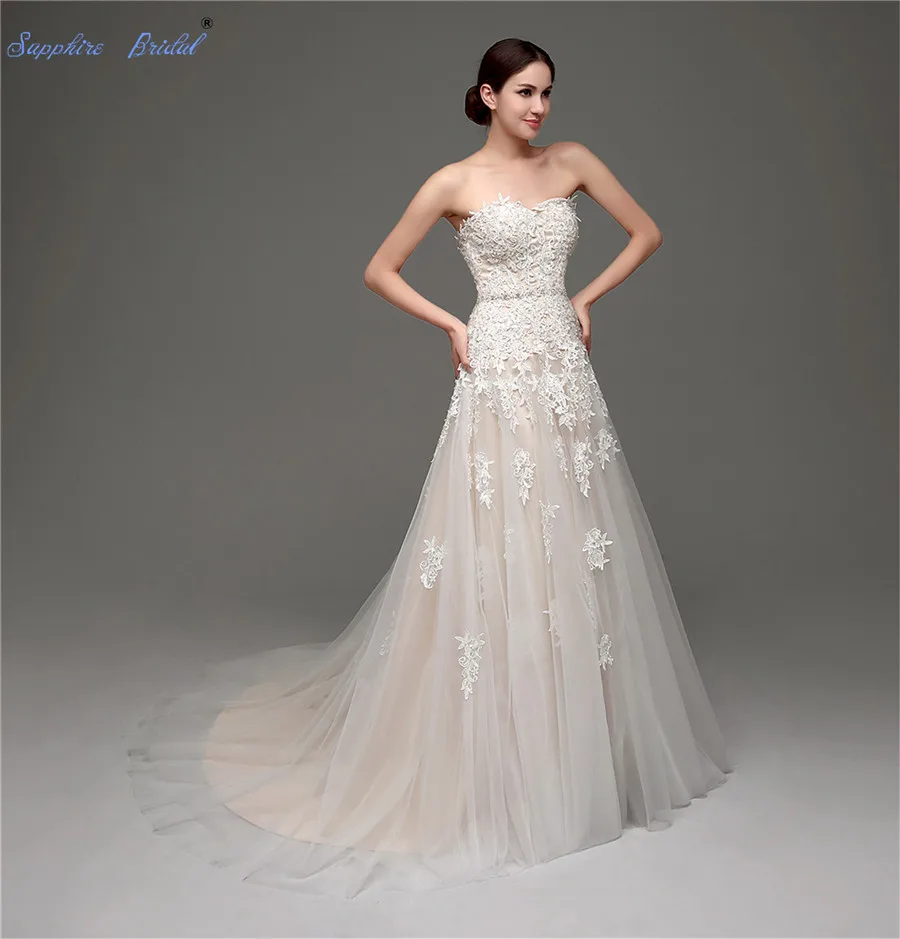 

Sapphire Bridal Light Champagne Lace Wedding Dress Beach Bridal Gowns Wedding Gowns 2020 Tulle Wedding Dresses Vestido de Novia