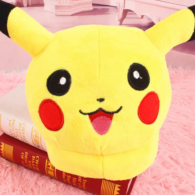 WHOHOLL/хлопковые тапочки в японском стиле с изображением Pokenom Pikachu; домашняя обувь для влюбленных женщин на толстой подошве; нескользящая и теплая подошва