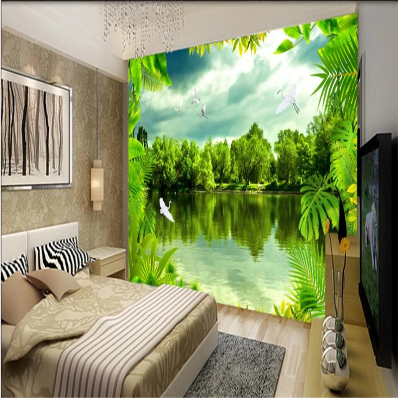 beibehang Tropical Rainforest Dream Forest Natural HD TV Backdrop Customized Large Wallpaper papel de parede | Обустройство дома