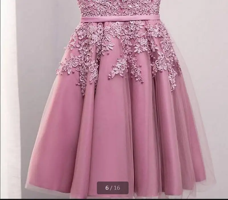 Vestido De Festa розовое кружевное Тюлевое ТРАПЕЦИЕВИДНОЕ короткое платье подружки