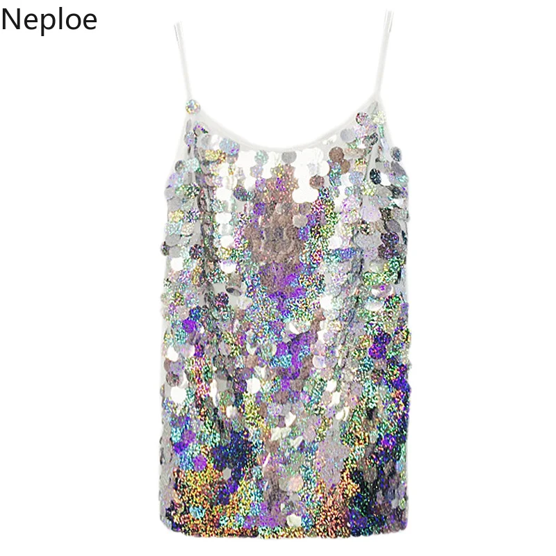 Neploe, весна-лето, женский топ с бретелькой через шею, Новое поступление, расшитые блестками Лоскутные Топики, повседневные топы с круглым вырезом и открытой спиной, женские топы 43041