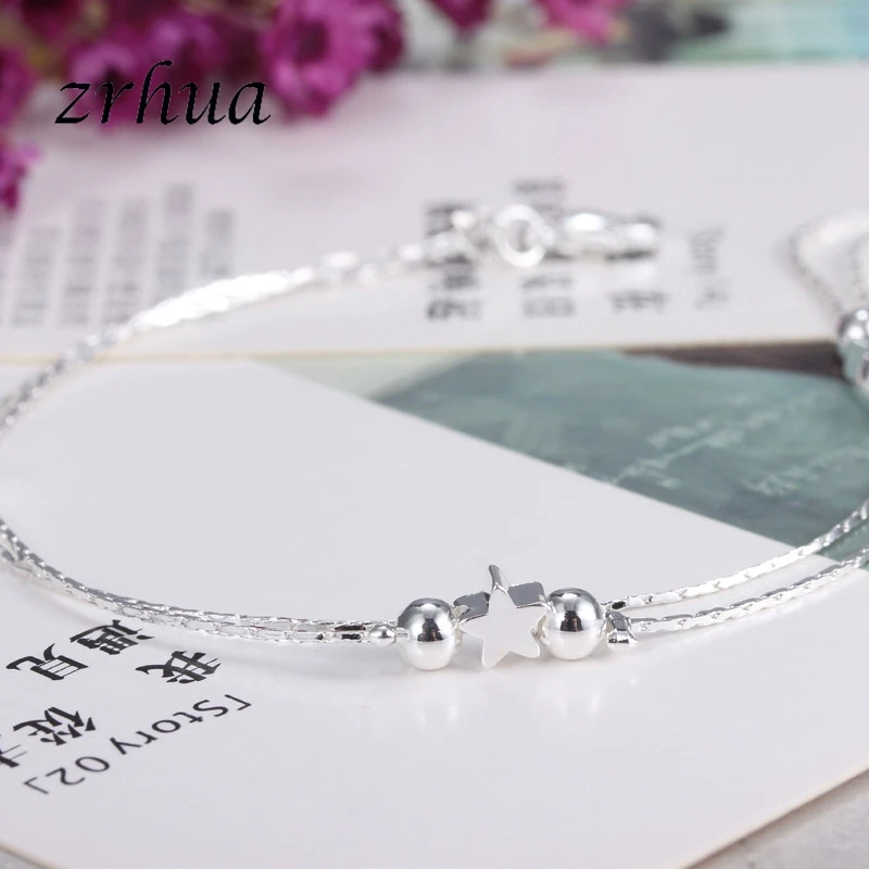 ZRHUA, Ретро стиль, мода 925, Серебряные ножные браслеты для женщин, богемный, летний, пляжный, сглаза, цепочка, браслет, ювелирные изделия для ног,, подарки