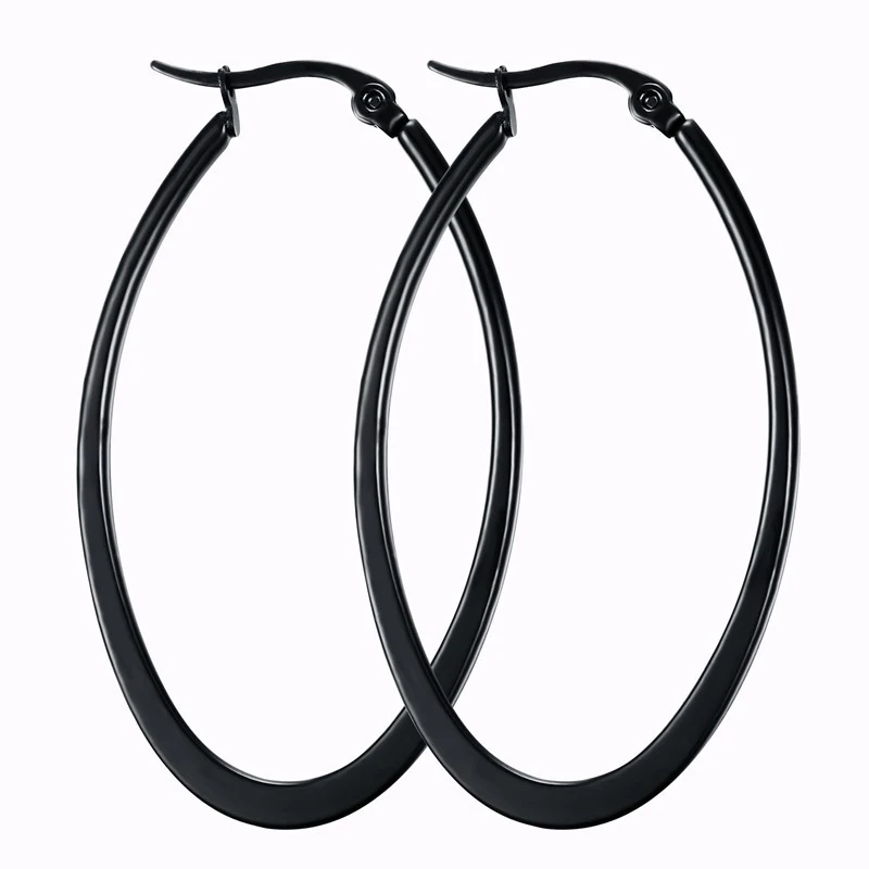 

Black Color Large Hoop Earring for Women Big Round Hoop Earring Female Wedding Earring Engagement Jewelry Gift