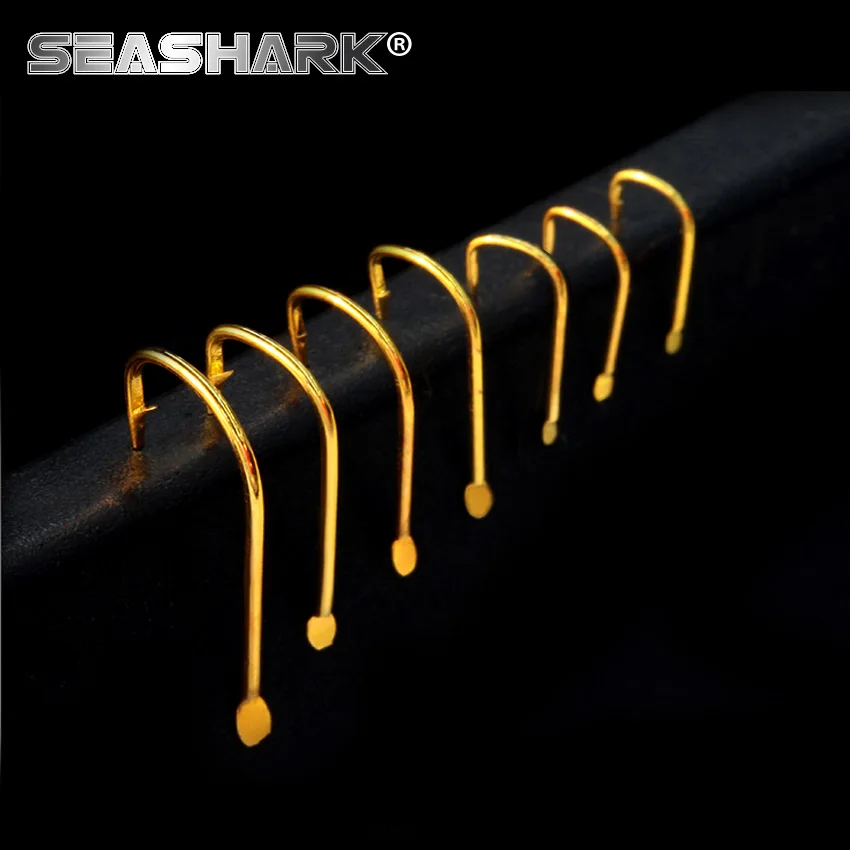 SEASHARK 100pcs/lot Carbon Steel Fishing Hook red &ampgolden Jig Hooks 1#2#3#4#5#6#7#8#Fishhooks Barbed &amp Non-barb | Спорт и