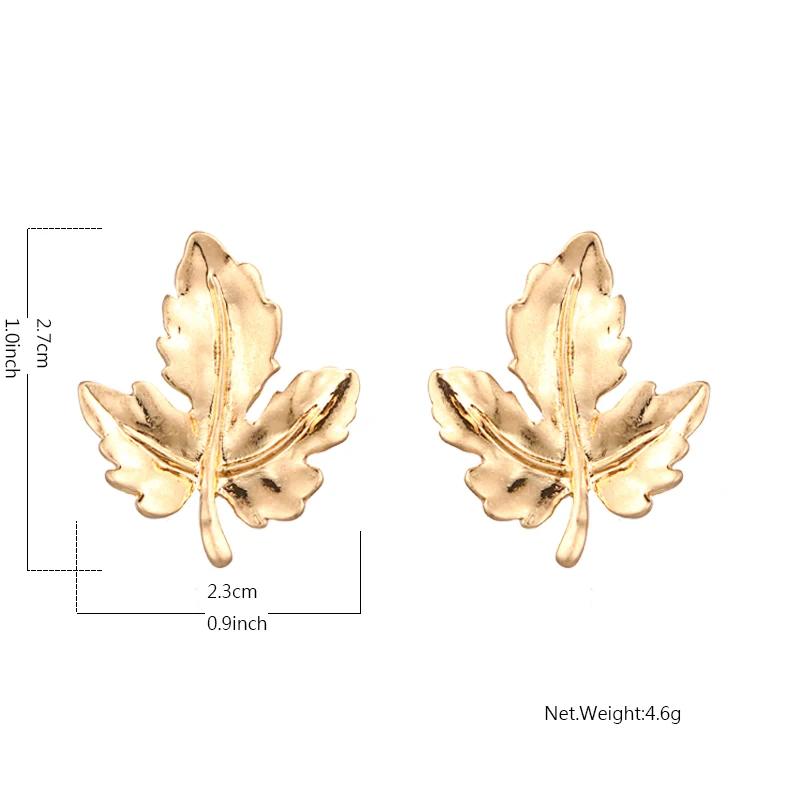Yhpup Small Zinc Alloy Leaf Stud Earrings Charms Golden Statement Fashion Stylish Pendientes Mujer Moda 2019 Wedding | Украшения и