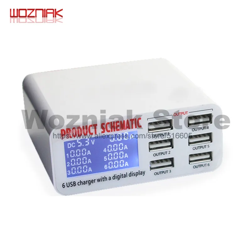 WOZNIAK мульти порт usb-хаб умная быстрая зарядная станция умный цифровой дисплей 6