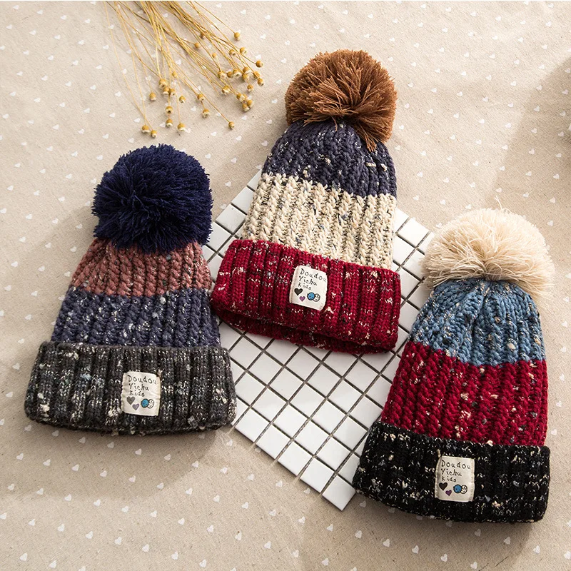 

Color matching wool hat winter hat female winter plus velvet thick fashion sweet fashion cute autumn and winter knitted warm ear