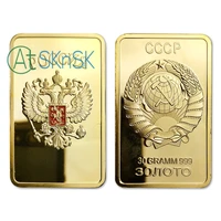 10pcslot rare soviet russian ussr cccp gold layered ingot bullion bardouble headed eagle and cccp bar art collection gift