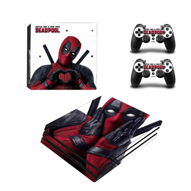 Дизайн Deadpool Виниловая наклейка для защиты кожи консоли Sony Playstation 4 Pro + 2 шт.
