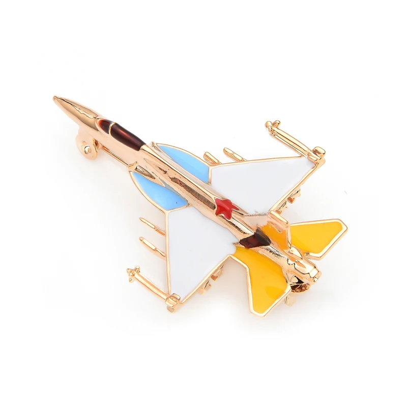 Wuli&baby Enamel Star Fight Airplane Brooch Pins Original Design Brand Brooch For Women Men Costumes Aircraft Brooch Gift