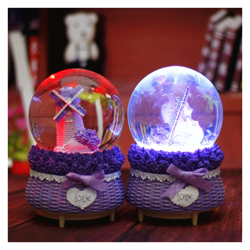 Креативная фиолетовая ветряная мельница музыкальная шкатулка в виде