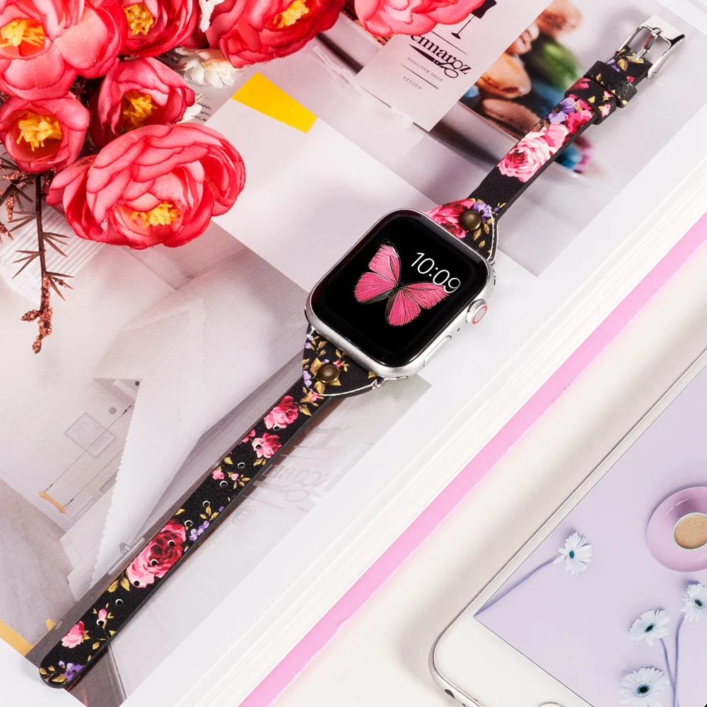 Тонкий кожаный ремешок для Apple Watch 42 мм 44 мм iWatch женский ремешок классические браслеты браслет для отдыха для iWatch серии 4 3 2 1