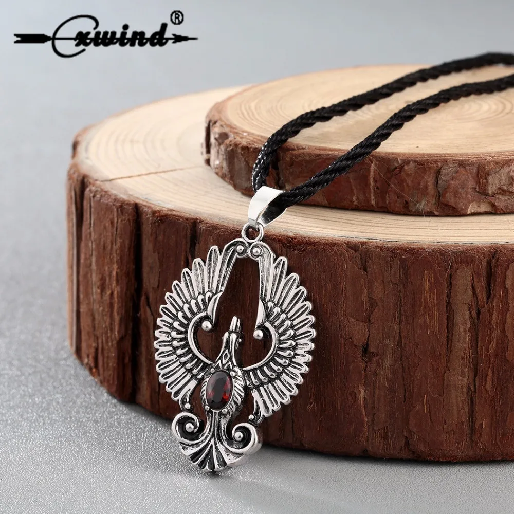 

Cxwind Vintage Phoenix Pendant Necklace Peacock Bird With Red Gem Necklace for Women Long Jewelry Christmas Gifts