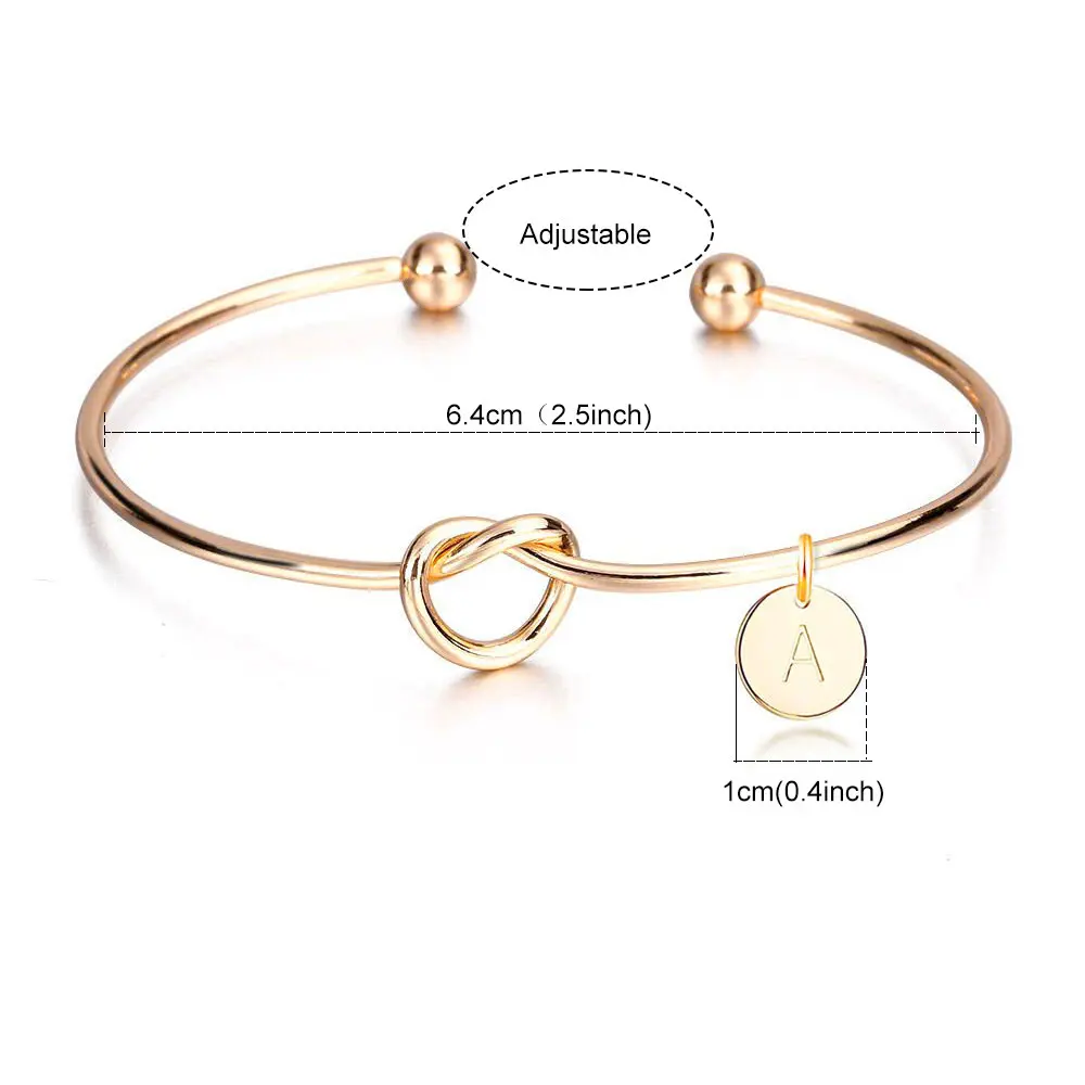 Простой Любовь Узел 26 Письмо браслет с инициалами для женщин золото серебро
