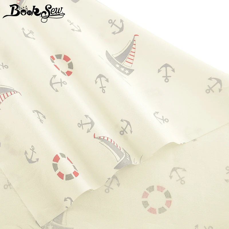 Материал для платья Booksew 100% хлопок Telas Tecido Печатный белый морской якорь лоскутное