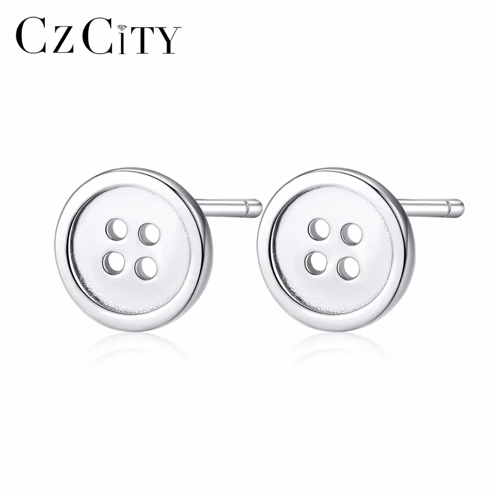 CZCITY фирменные нежные маленькие кнопки настоящие серьги из серебра 925 для девочек Настоящее серебро 925 ювелирные изделия женские милые серебряные серьги