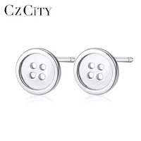 czcity brand delicate small button real 925 silver stud earrings for girls genuine silver 925 jewelry women cute silver earrings