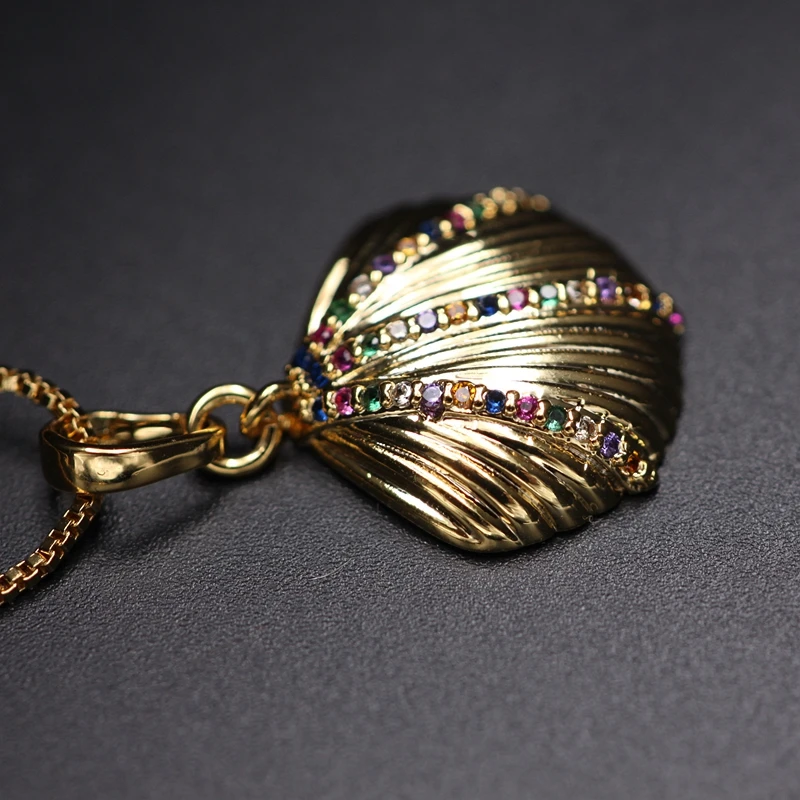 Ожерелье с кулоном в форме оболочки золотого цвета для женщин ожерелье цветным