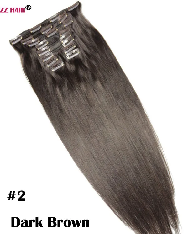 ZZHAIR, 140 г-280 г, 1"-28", волосы remy для машинного производства, 10 шт. в наборе, человеческие волосы для наращивания на заколках, набор на всю голову, Натуральные Прямые Волосы