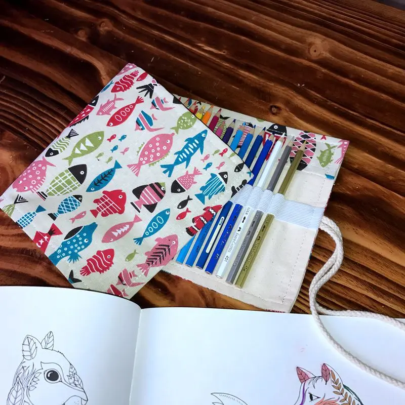Холщовый чехол для карандашей большой емкости 36/48/72 цветов сумка | Дом и сад