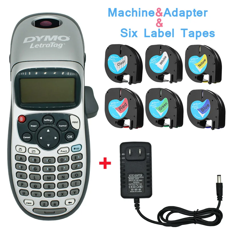 Package A Dymo LetraTag LT-100H ручная этикетка, совместимая с 12 мм Letra Tag 91201 91200 12267 91202 Этикетка ленты 9 В 2A адаптер - Цвет: Package A