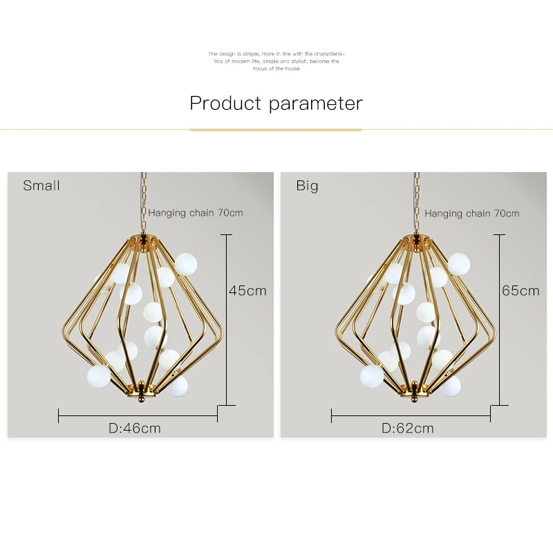 Скандинавский современный подвесной светильник s золотой железный для ресторана