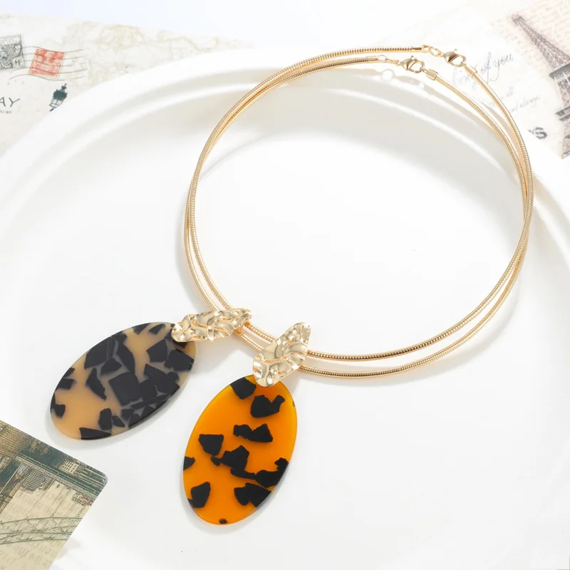 2019 винтажное металлическое золотое ожерелье чокер леопардовая акриловая