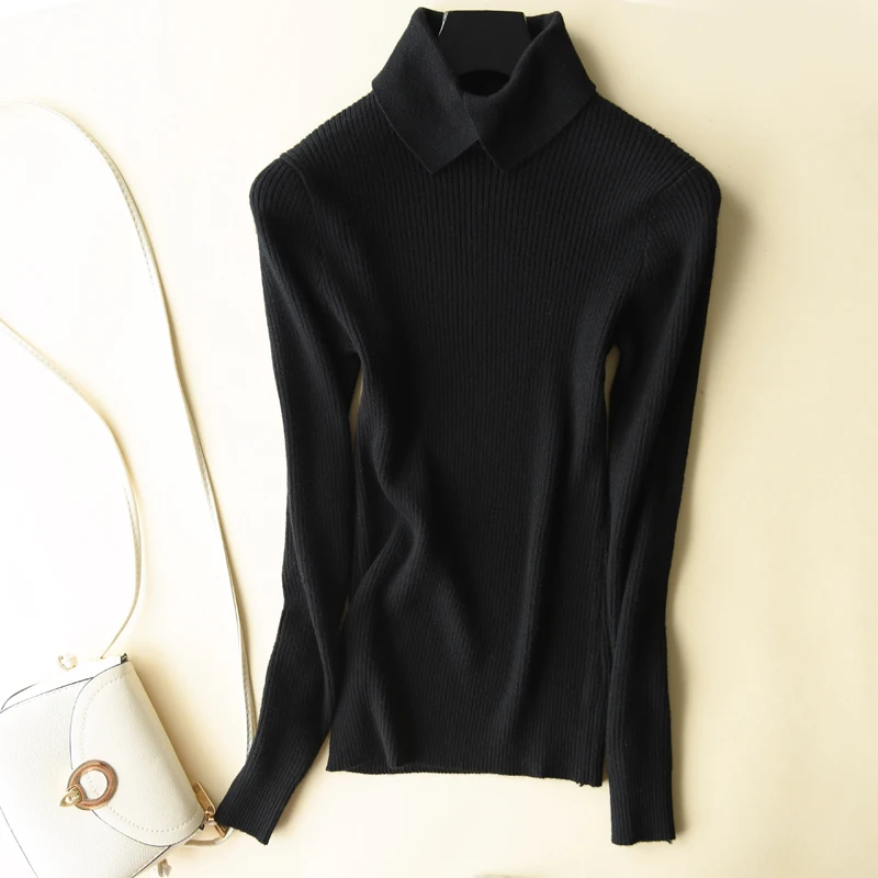 

2019 New Style Women's Winter Knitted Cashmere Sweater Fashion Sexy Female Baby Collar Long Sleeve Wool Pullover Free Shipping
