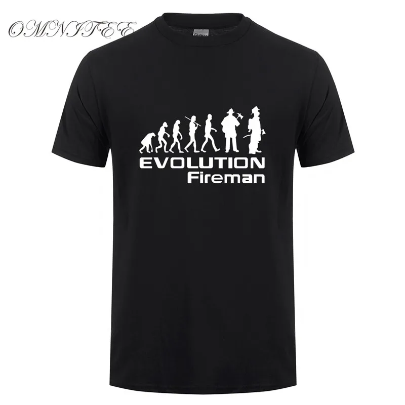 

Summer Evolution Of A Fireman T Shirts Cool Printed Men Short Sleeve Gift Firefighter T Shirt Cotton Men T-Shirt Tops OT-719