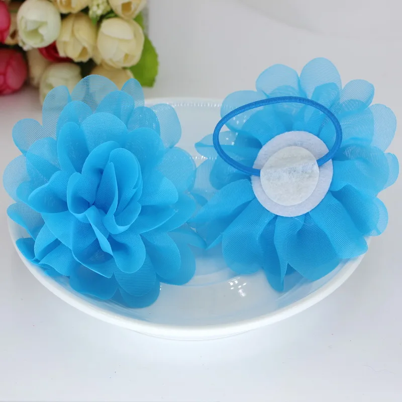 Rubber bands Blue Цветок упругих волос связей резинки для Заколки для волос аксессуары для isnice повязка для девочки детские заколки украшения с заколка - Цвет: Rubber bands Blue