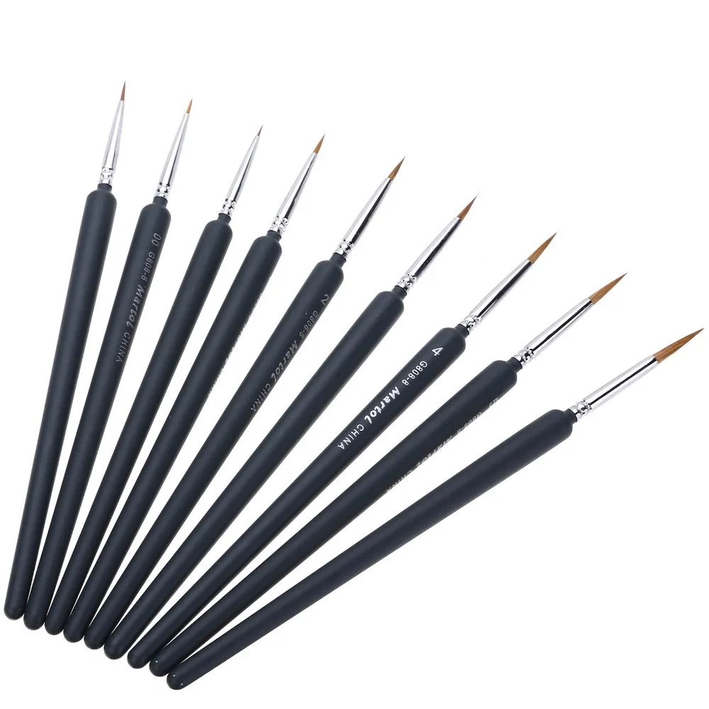 9pcs/Set Paint Brushes Artist Weasel Hair Brush Pen For Gouache Watercolor Paint Oil Painting For Beginners& Artists