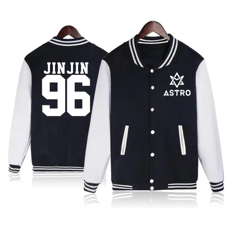 Vsenfo Kpop Astro Hoodie Women Men Sanha Mj Rocky Moonbie Eunwoo Jinjin Printed Sweatshirt Cotton Baseball Jacket Coat