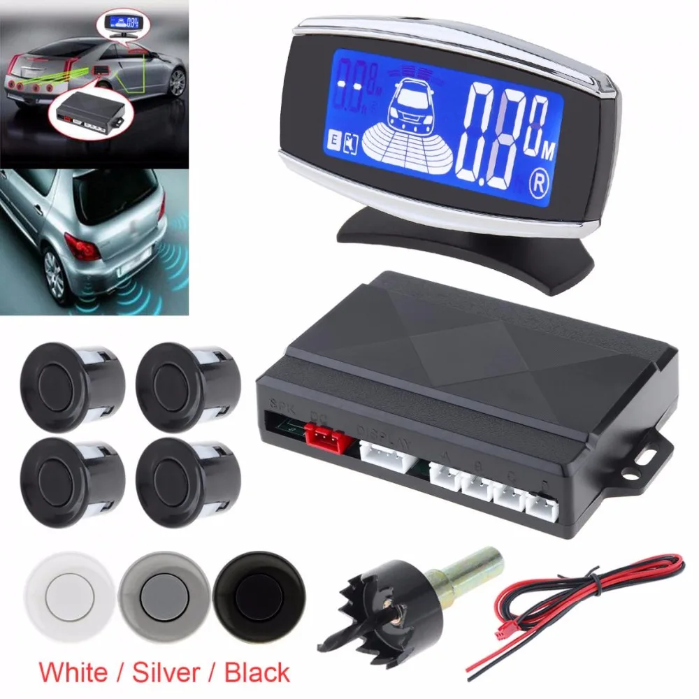 

4 Sensors Car Monitor Parking Sensor Kit Radar Detector Alarm Indicator Reverse Backup Rad System with Double CPU LCD Display