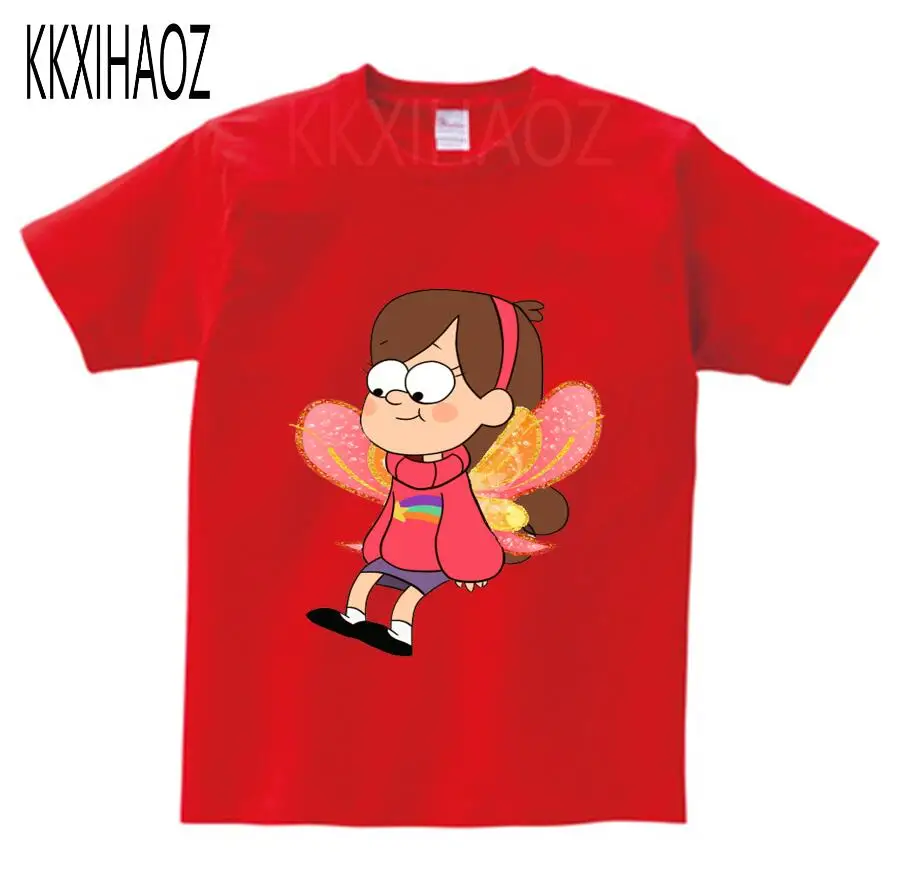 red childreT-shirt Милая Детская рубашка детские футболки с принтом «Гравитация Фолс», «тайна» Летние повседневные футболки для мальчиков и девочек, модная детская футболка Kawai для девочек - Цвет: red childreT-shirt