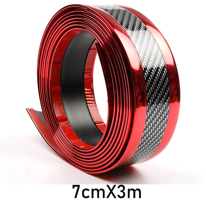 7cmX3m Red 3D наклейки для автомобиля и наклейки 5D из углеродного волокна, виниловые автомобильные защитные полосы, автомобильные интерьерные наклейки на дверь, багажник, аксессуары - Цвет: 7cmX3m Red