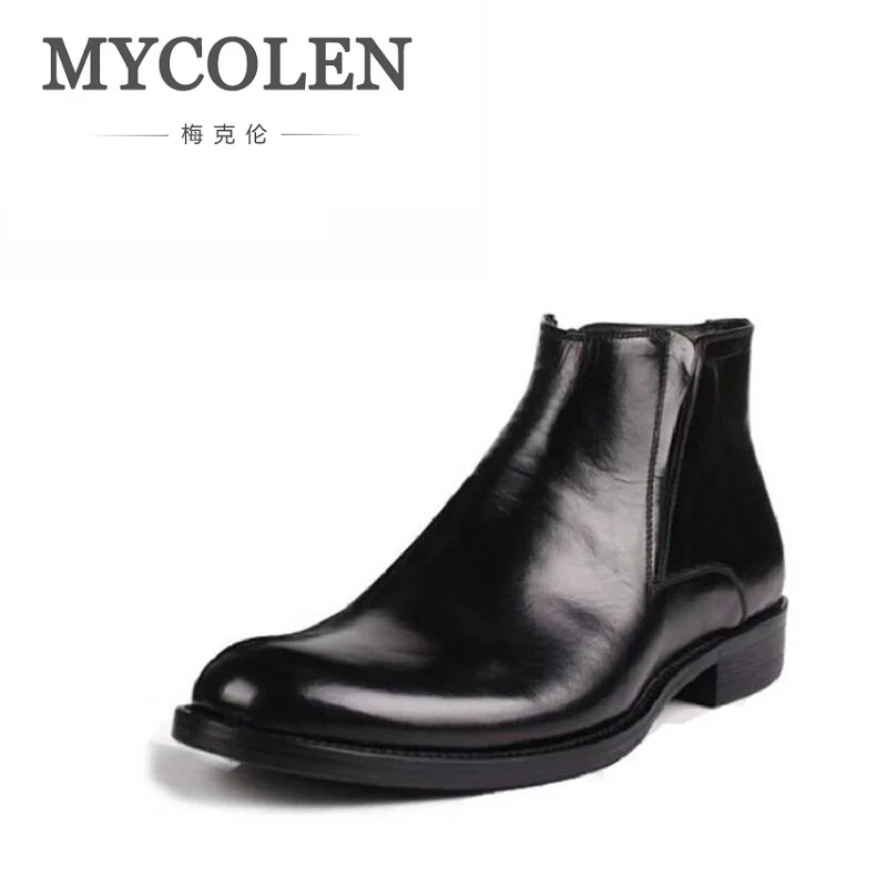 MYCOLEN/Новинка модные кожаные мужские ботинки с круглым носком оксфорды на молнии