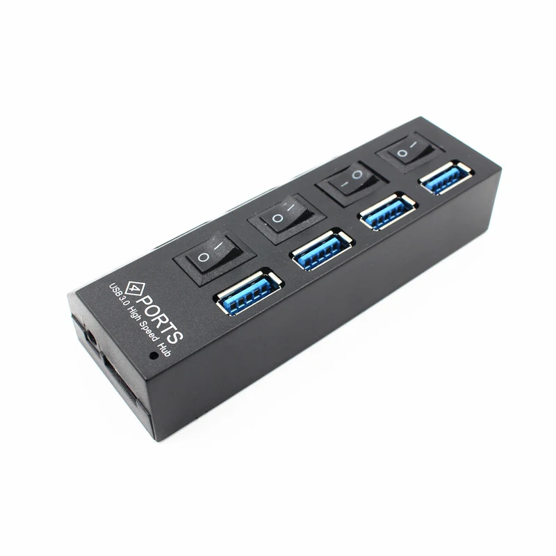 Высокое качество 4 Порты и разъёмы usb-хаб Профессиональный USB 3,0 концентратор вкл/выкл кнопка AC Мощность адаптер кабель светодиодный индикатор концентраторы