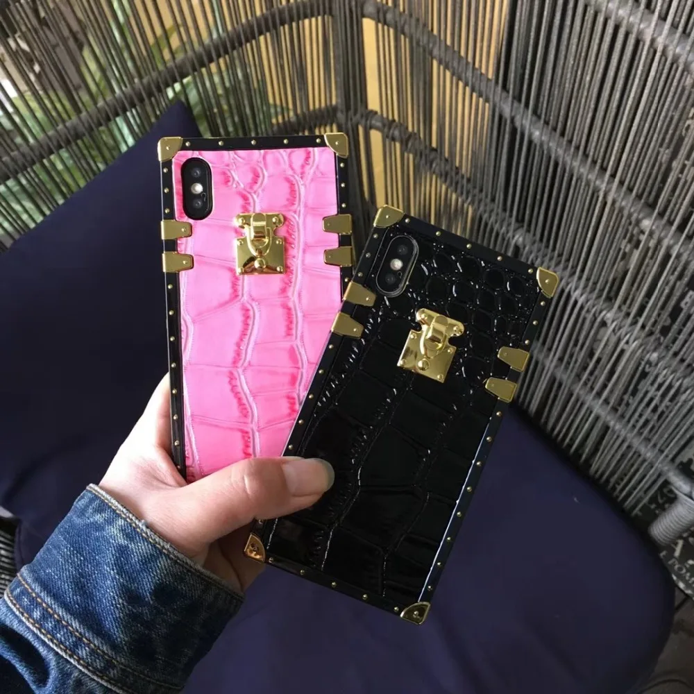 Чехол из крокодиловой кожи с золотыми пуговицами для iPhone X XR Xs Max 8 8plus 7 plus мягкая