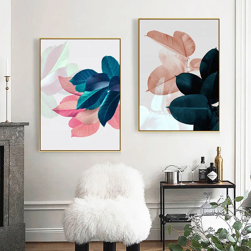 Темно-зеленые листья холст плакат Wall Art плакаты с живописью и принты Nordic