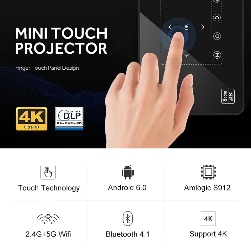 Salange P10 Mini Projector Android 4K Bluetooth 4.0 WiFi Full HD 1080P HDMI Home theater Portable Projetor Beamer |