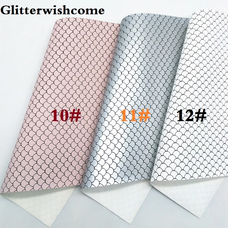 Ткань Glitterwishcome 21x29 см Размер A4 винил для бантов рельефная рыбья чешуя кожаная