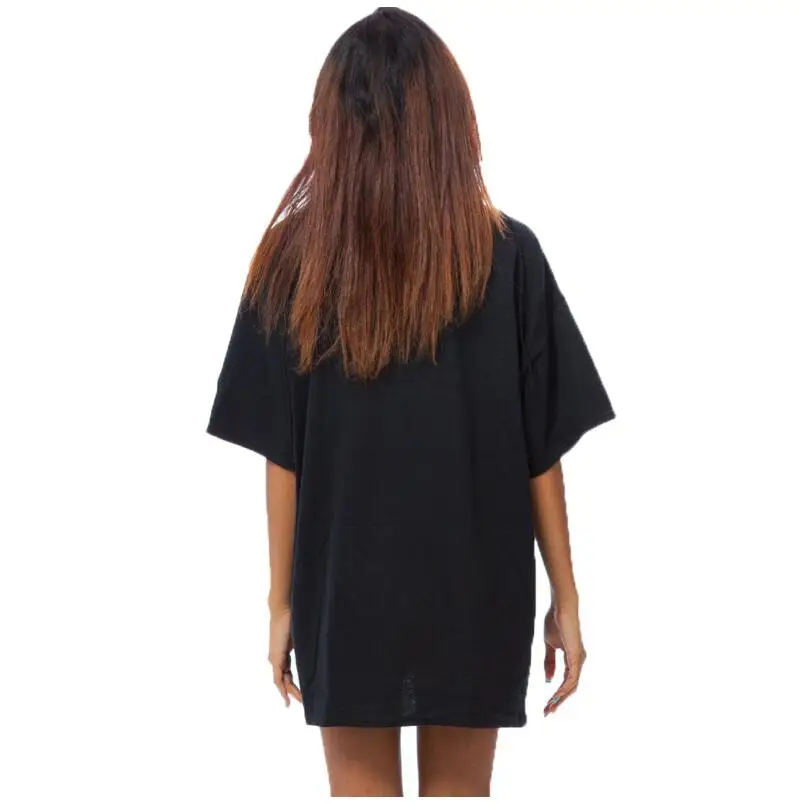 Новая дамская мода рокабилли Music Band принт Кружево до Повседневное Oversize-футболка