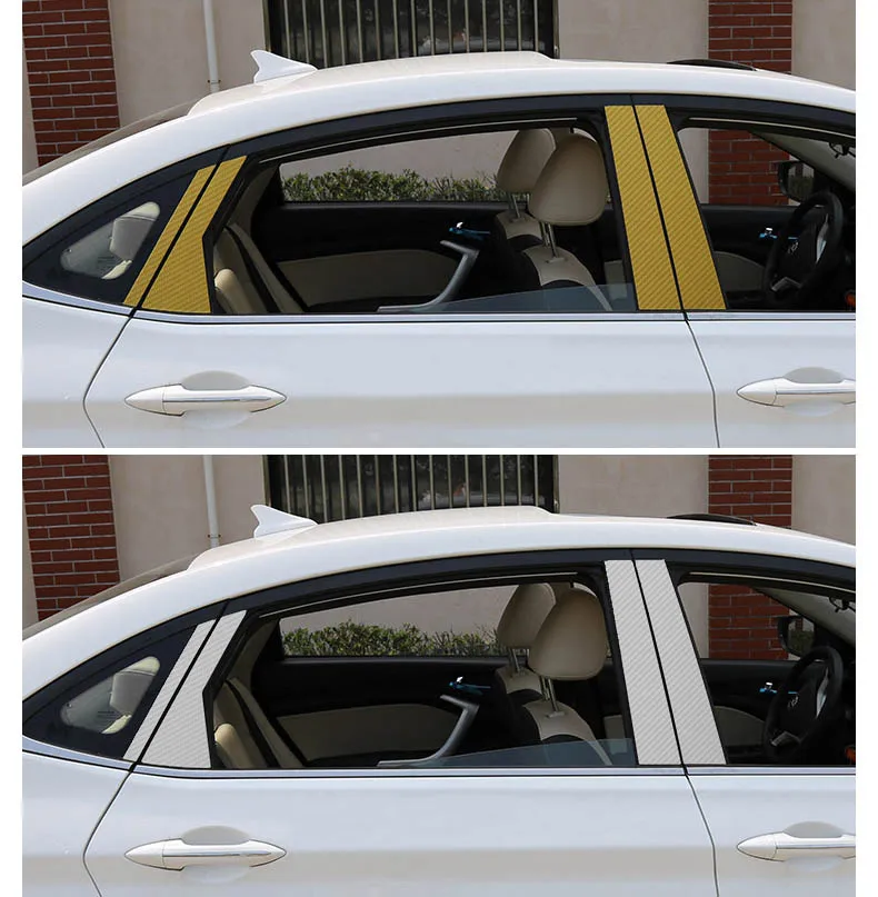 Lsrtw2017 Carbon Fiber Car Window Middle Pillar Sticker Trims for Changan Alsvin V7 2013