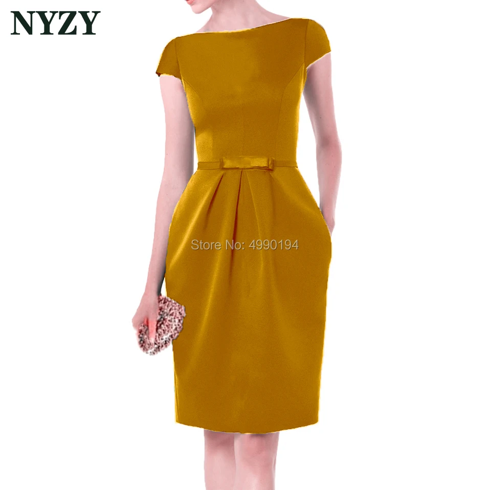 Бирюзовый халат Vestido коктейльные платья NYZY C155 элегантное атласное свадебное платье с карманами праздничная одежда вечернее платье - Цвет: Золотой