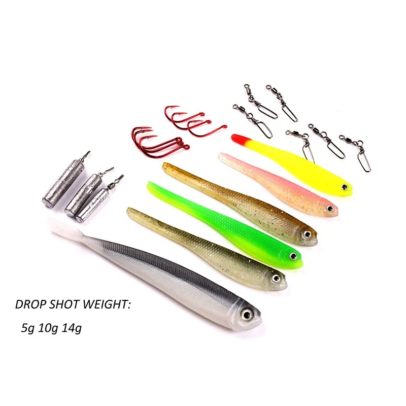 Mizugiwa Drop Shot 45 Kit вкл мягкий шэд хвост гольян приманка крючок вес оснастки Вертлюги крючки для Червяков джигхеад крюк бас плавающие приманки