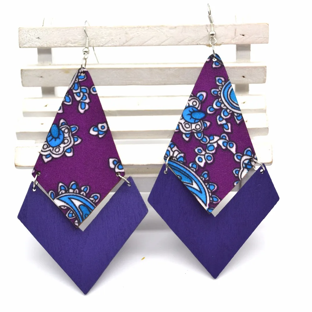 YULUCH деревянные серьги холст печать металлический крючок для ушей складной