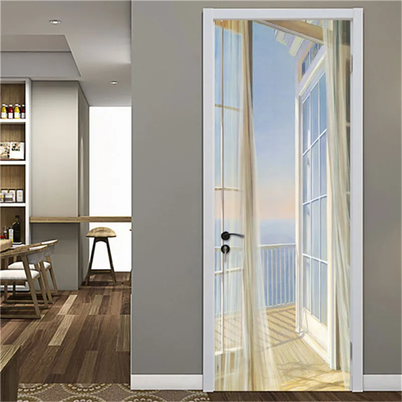 Угловая наклейка на дверь лестницы 3D водонепроницаемые обои украшение дома