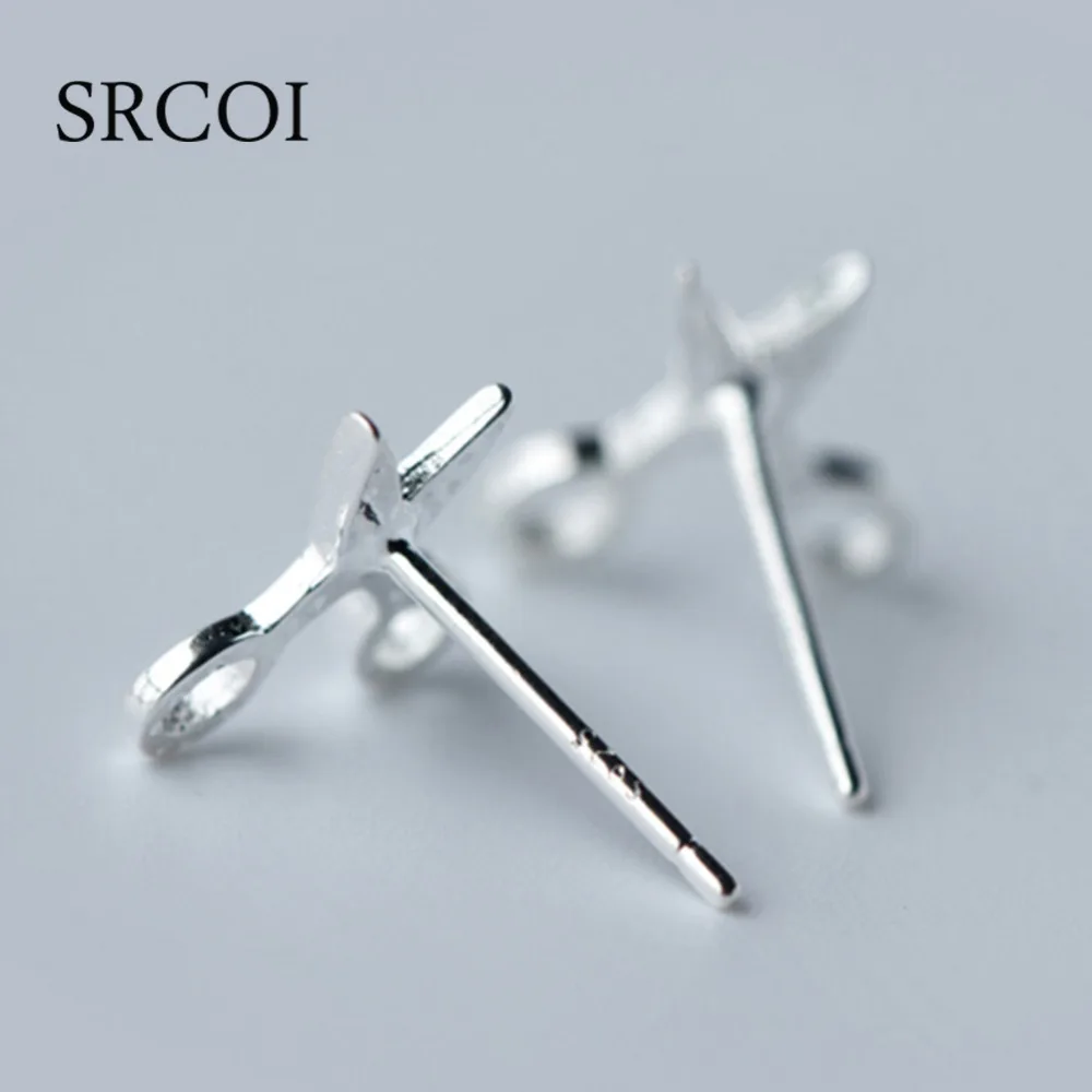 Милые маленькие сережки ножницы из серебра 925 пробы серьги-гвоздики настоящего