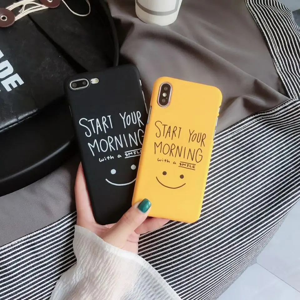 Cute Smile Pattern Case Slim High quality Hard PC Cover For Apple iPhone X 8 6 7 Plus |