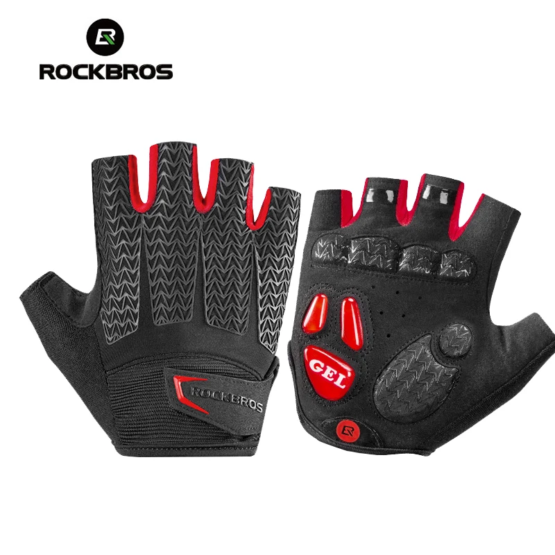 Резиновые перчатки ROCKBROS Half Finger с сенсорным экраном гелевые ударостойкие мужские
